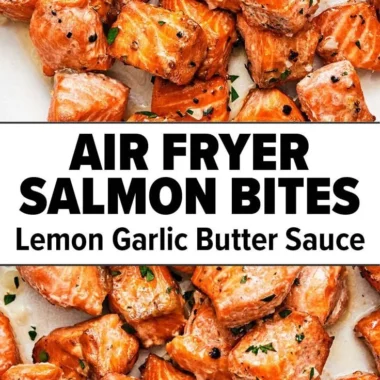 Crispy air fryer salmon bites served with dipping sauce