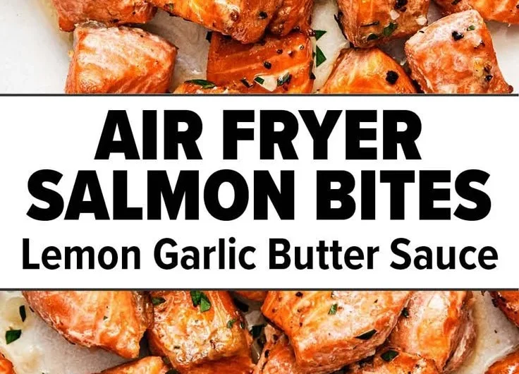 Crispy air fryer salmon bites served with dipping sauce