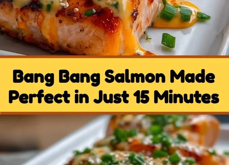 Delicious Bang Bang Salmon served with spicy sauce and garnishes