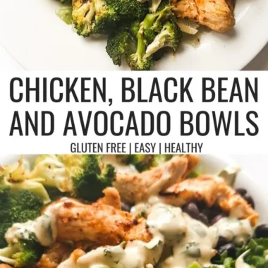 Healthy chicken bowls with black beans and avocado for a nutritious meal