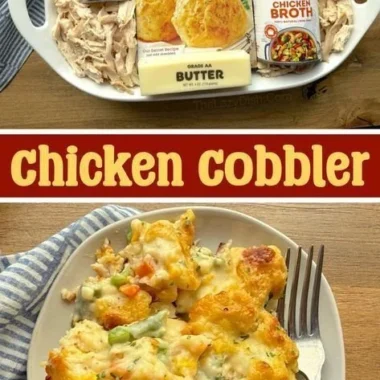 A hearty chicken casserole dish baked with vegetables and cheese