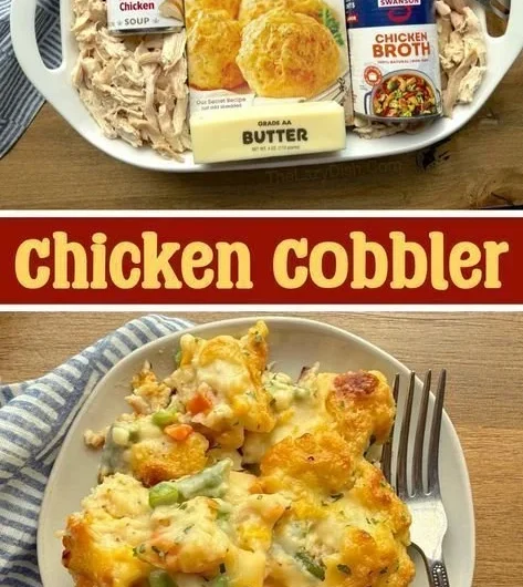 A hearty chicken casserole dish baked with vegetables and cheese