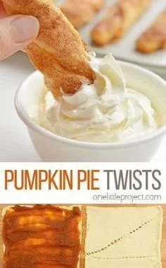 Easy Pumpkin Pie Twists served on a plate with whipped cream.