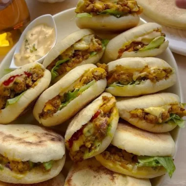 Delicious exploding buns filled with flavorful ingredients ready to be enjoyed