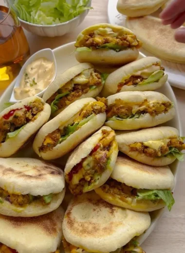 Delicious exploding buns filled with flavorful ingredients ready to be enjoyed