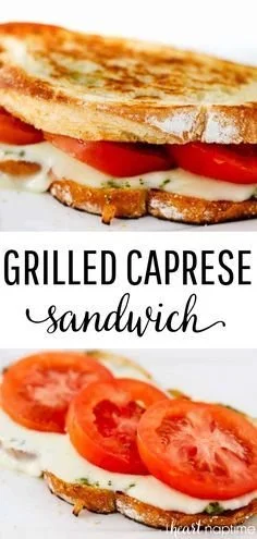 Delicious Grilled Caprese Sandwich with mozzarella, tomatoes, and basil