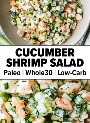 Healthy cucumber shrimp salad with fresh ingredients and vibrant colors