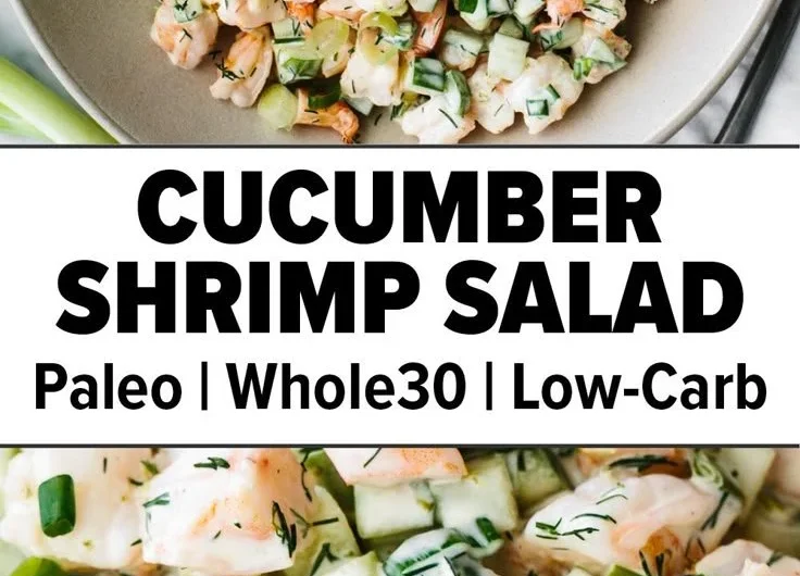 Healthy cucumber shrimp salad with fresh ingredients and vibrant colors