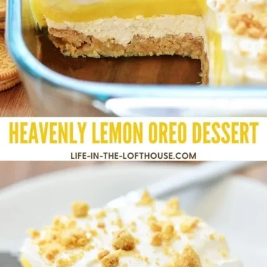 Heavenly Oreo Lemon Dessert with crushed Oreos and lemon layers