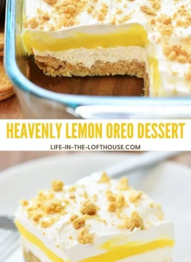 Heavenly Oreo Lemon Dessert with crushed Oreos and lemon layers