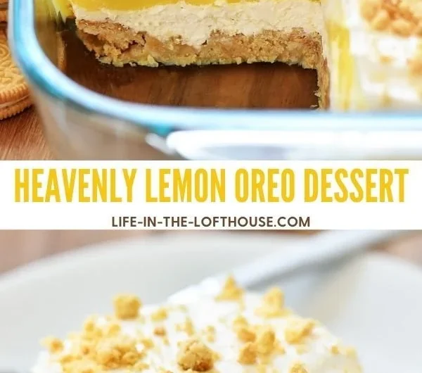 Heavenly Oreo Lemon Dessert with crushed Oreos and lemon layers