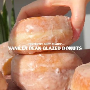Freshly baked homemade glazed donuts ready to be enjoyed