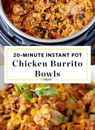 Delicious Instant Pot chicken burrito bowls with fresh toppings