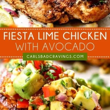 Lime chicken dish garnished with fresh herbs, perfect for parties