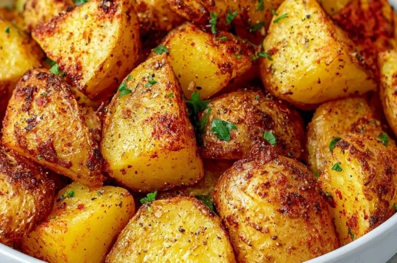 Delicious air fryer crispy potatoes served in a bowl.