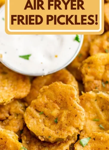 Crispy air fryer fried pickles served with dipping sauce