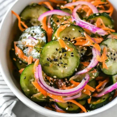 Delicious Asian Cucumber Salad, Paleo, Whole30, and Keto friendly dish