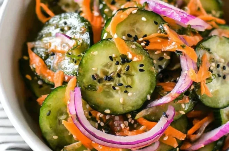 Delicious Asian Cucumber Salad, Paleo, Whole30, and Keto friendly dish