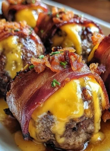 Delicious bacon cheeseburger bombs ready to be served