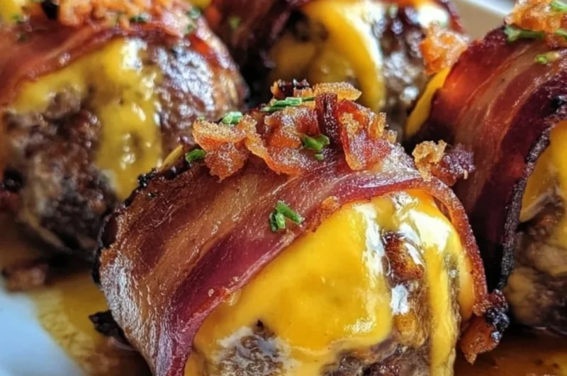Delicious bacon cheeseburger bombs ready to be served