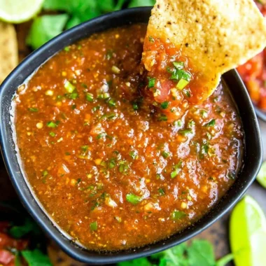 Homemade Blender Salsa made with fresh ingredients