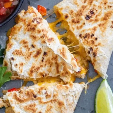 Delicious Chicken Quesadillas with melted cheese and fresh ingredients