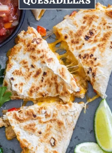 Delicious Chicken Quesadillas with melted cheese and fresh ingredients