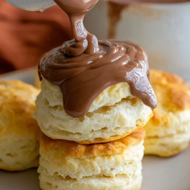Creamy Southern chocolate biscuit gravy served in a bowl, drizzled with chocolate sauce.