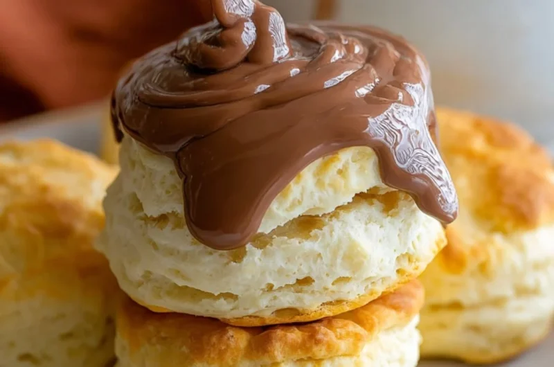 Creamy Southern chocolate biscuit gravy served in a bowl, drizzled with chocolate sauce.