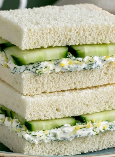 Fresh cucumber sandwich made with cream cheese on whole grain bread