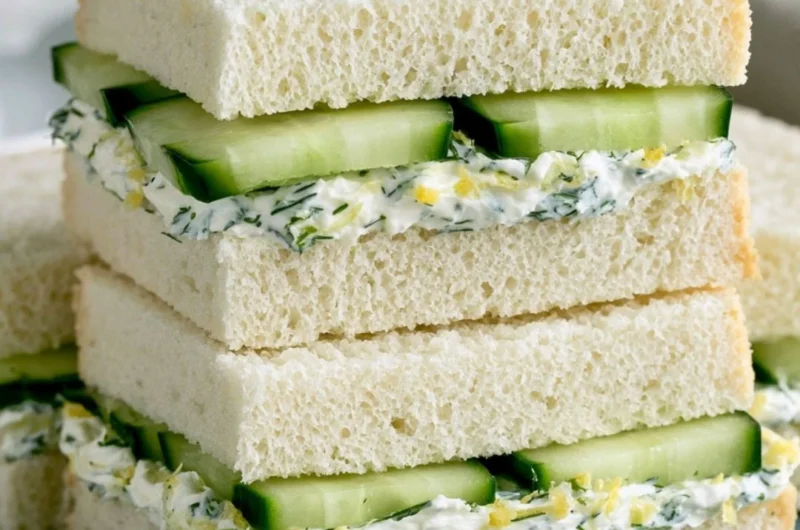 Fresh cucumber sandwich made with cream cheese on whole grain bread