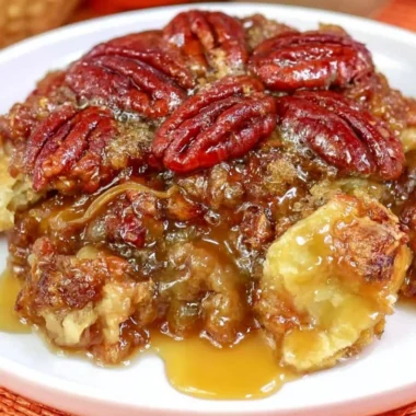 Dixie's delicious pecan pie cobbler served in a rustic dish, showcasing its golden crust.