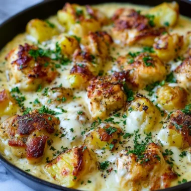 Garlic Parmesan Chicken served with roasted potatoes