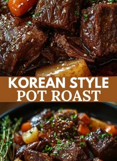 Delicious Korean style pot roast served with vegetables and sauce