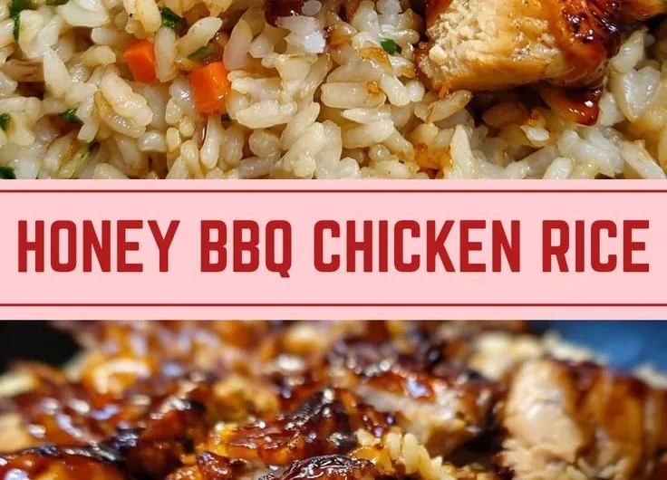 One-Pan Honey BBQ Chicken Rice meal with colorful vegetables and aromatic spices.