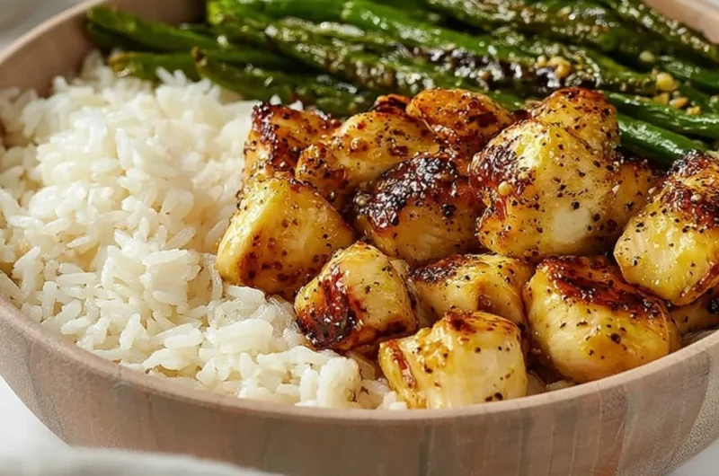 Delicious honey mustard chicken bowls with fresh vegetables and grains