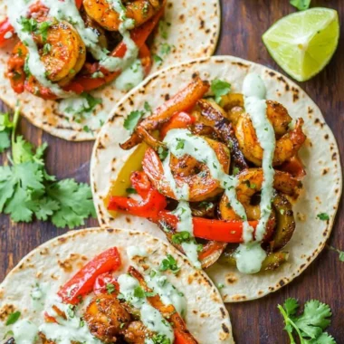 Mouthwatering shrimp fajitas served in a warm tortilla with fresh vegetables