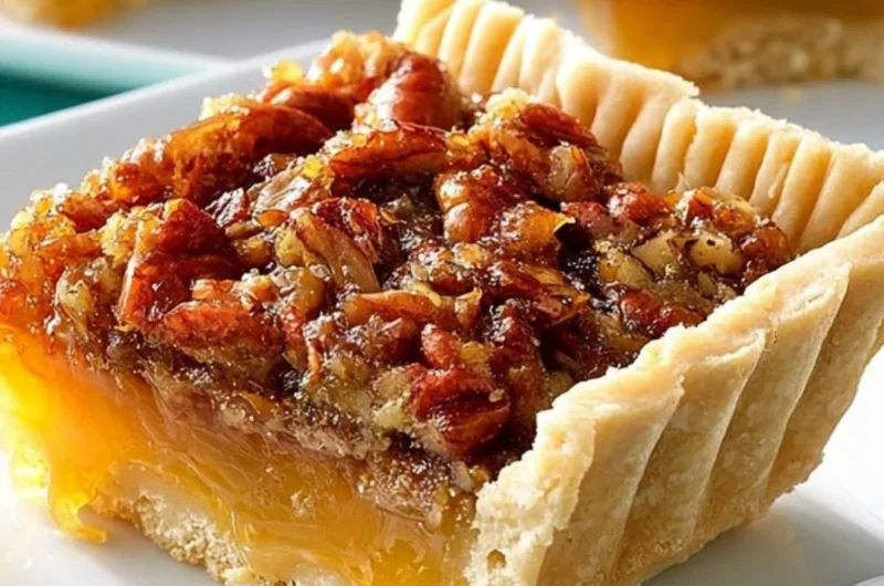 Delicious slice of Texas pecan pie topped with whipped cream