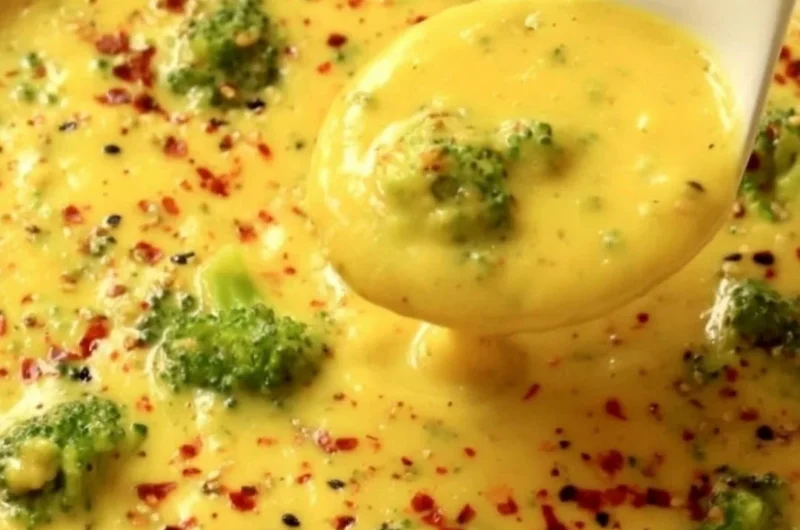 Vegan broccoli potato soup in a bowl garnished with fresh herbs.
