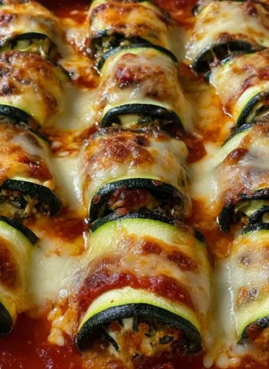 Delicious Zucchini Rollatini with ricotta cheese and marinara sauce
