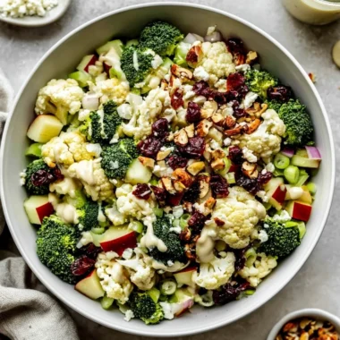 Fresh Apple Broccoli Cauliflower Salad with a crunchy texture and vibrant colors