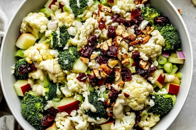 Fresh Apple Broccoli Cauliflower Salad with a crunchy texture and vibrant colors