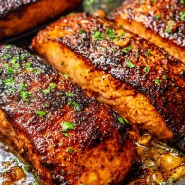 Cajun Honey Butter Salmon drizzled with sweet honey butter sauce