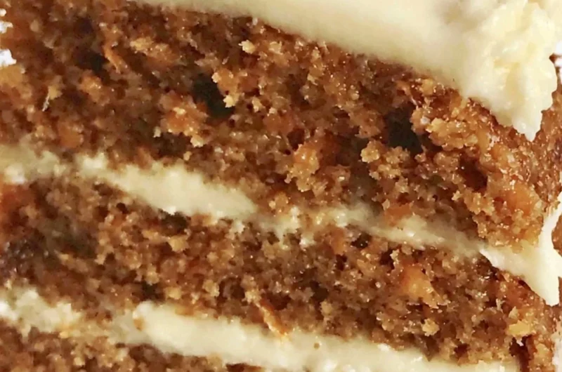 Delicious classic carrot cake topped with cream cheese frosting