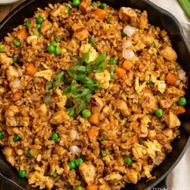 Delicious Hibachi Chicken Fried Rice served in a bowl with vegetables
