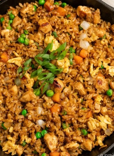 Delicious Hibachi Chicken Fried Rice served in a bowl with vegetables