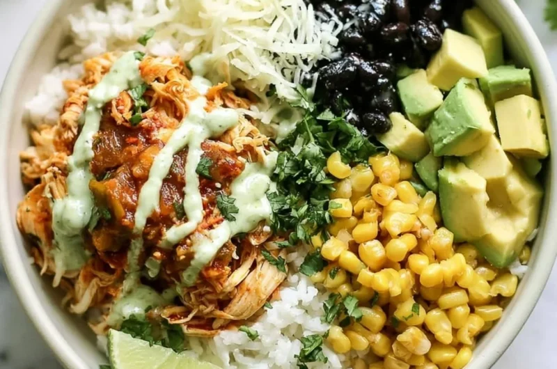 Cozy Mexican-Inspired Slow Cooker Chicken Bowl served in a dish