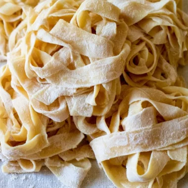 Cozy homemade sourdough pasta dish served with fresh ingredients