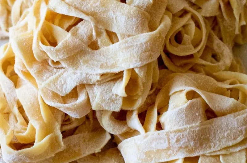 Cozy homemade sourdough pasta dish served with fresh ingredients