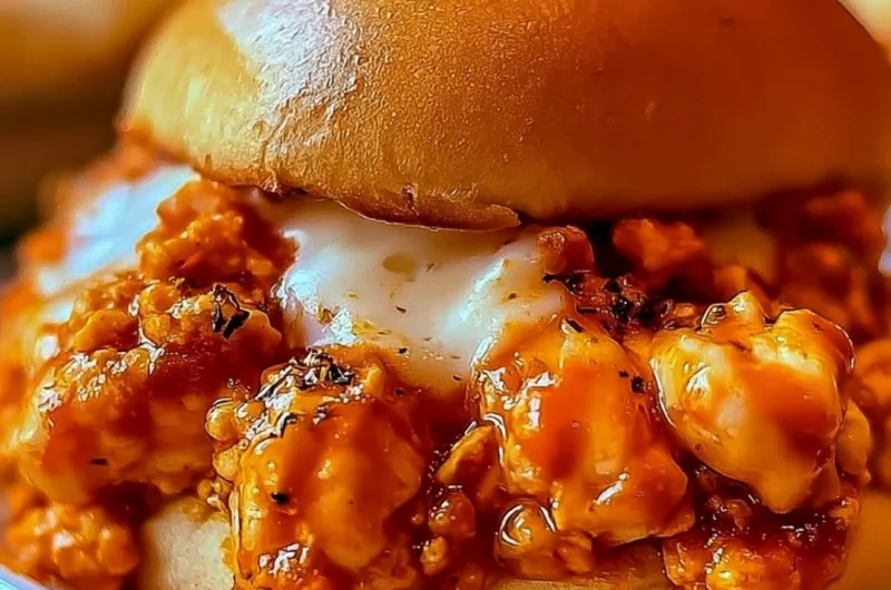 Plate of delicious Cajun Chicken Sloppy Joes topped with fresh herbs